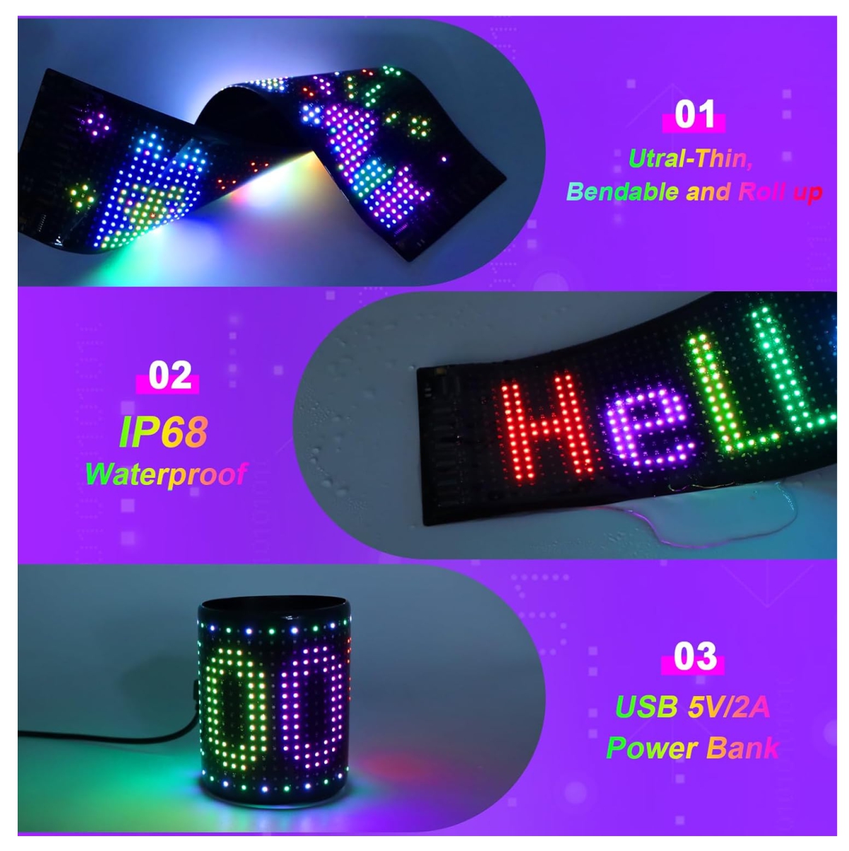 Miniatura 2 de Letrero LED Programable RGB 25cmx10cm
